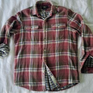 Double RL RRL Ralph Lauren Plaid Double-Faced Flannel Twill Workshirt